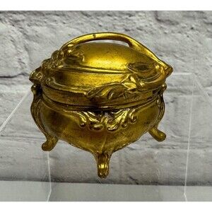 Antique Brass Ring Box Jewelry Casket Trinket  Brainard & Wilson Art Nuevo